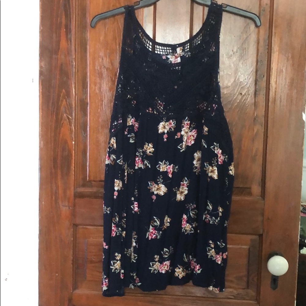 Blue Floral Tank Top